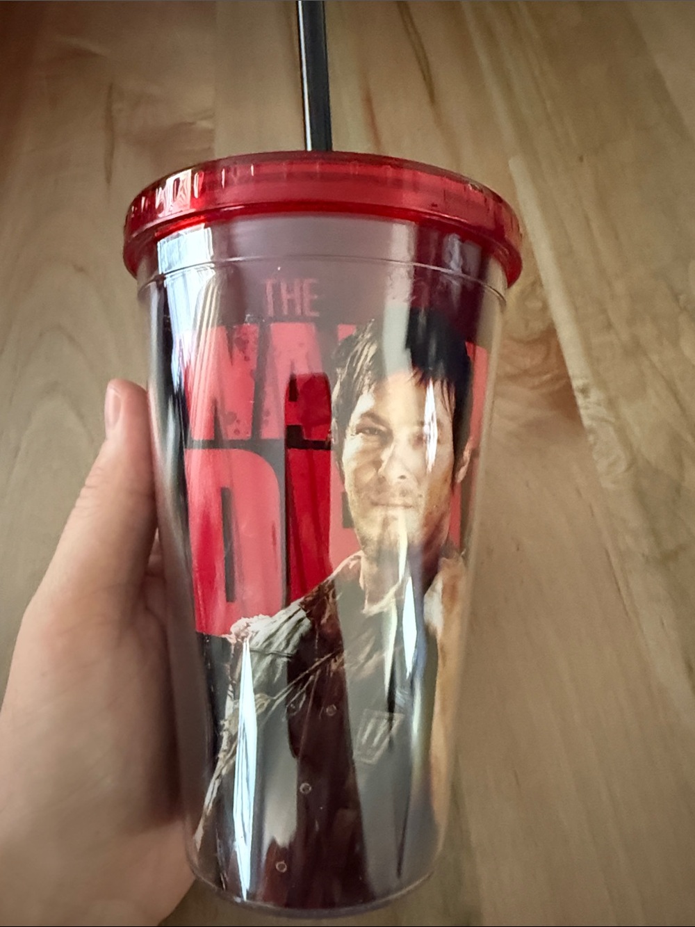 Red Themed Double-Wall Tumbler with Straw